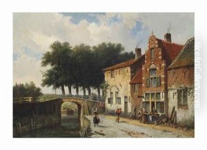 A Vegetable Seller Along A Dutch Canal by Adrianus Eversen