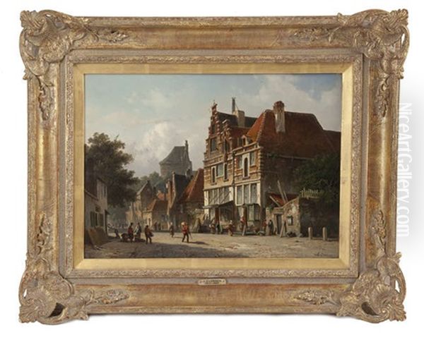 A Dutch Streetscape With Figures - view 1