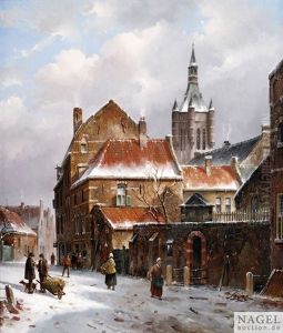Partie Aus Delft Mit Dem Turm Der Oude Kerk Im Hintergrund by Adrianus Eversen