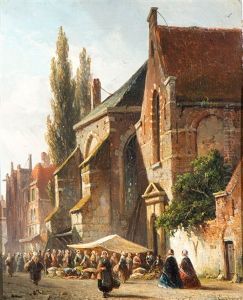 Markttafereel Op Een Hollands Kerkplein