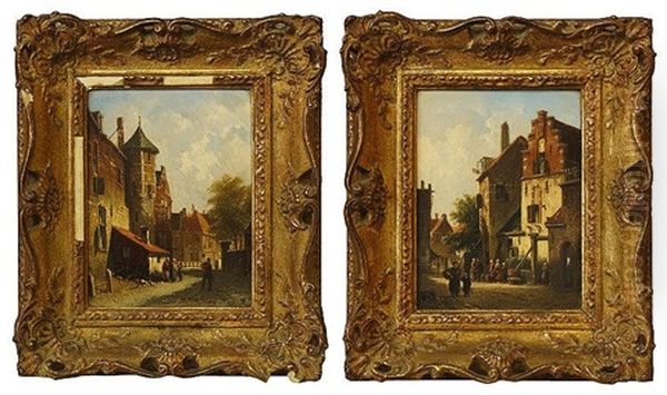 Figures In A City Street (a Pair) - view 1