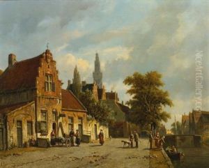 A Town In Holland by Adrianus Eversen