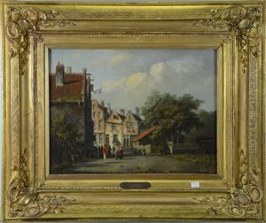 Vue De Ville by Adrianus Eversen