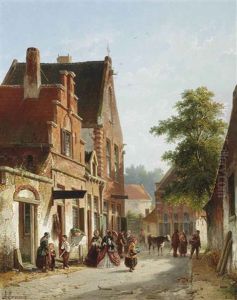 An Elegant Couple Strolling On A Busy, Sunlit Street