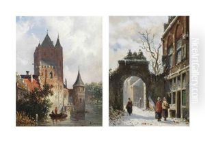 Two Men Fishing Near A Building On A Summer Day (+ Early Morning Chat On A Snow-covered Street; 2 Works) Two Men Fishing Near A Building On A Summer Day (+ Early Morning Chat On A Snow-covered Street; 2 Works)