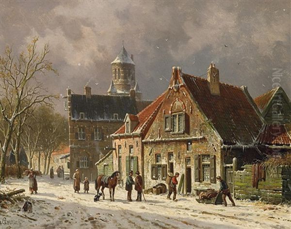 Winterliche Dorfstrase In Holland - view 1