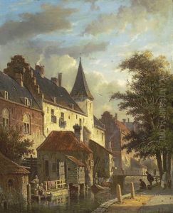 Townspeople Along A Canal