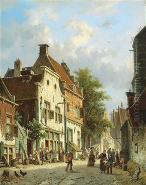 Geschaftiges Treiben In Einer Hollandischen Stadt - view 1