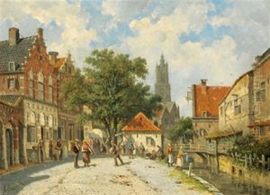 Motiv Aus Amersfoort Mit Dem Liebfrauenturm Im Hintergrund by Adrianus Eversen