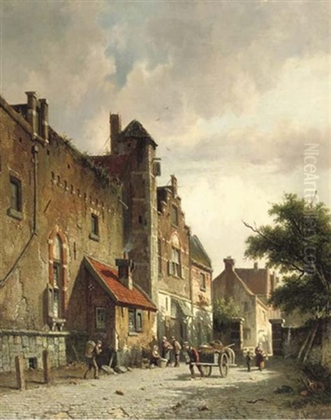 Activities On A Dutch Village Street - view 1