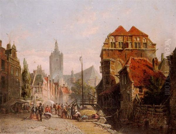 A Dutch Market Town With Figures - view 1