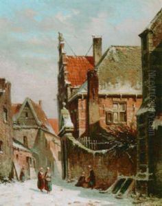 A Dutch Street Scen In Winter