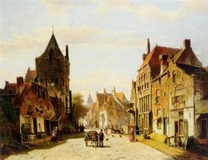 A Street In Amsterdam by Adrianus Eversen