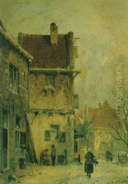 Figures In A Town In Winter - view 1
