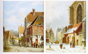Dutch Street Scene In Summer by Adrianus Eversen
