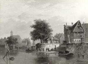 Stadsgezicht by Adrianus Eversen