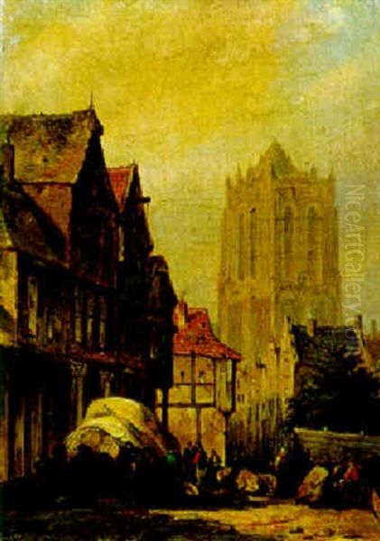 Stadtansicht Mit Einem Markt Im Vordergrund - view 1