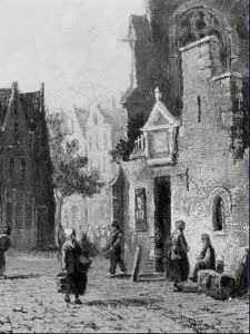 Townsfolk Resting On A Church Square by Adrianus Eversen