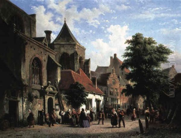 Figures In A Dutch Street Scene - view 1