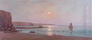 Moonlit Reflections Along The Coast To Normanville by James Ashton