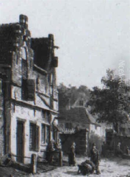 Dutch Town Scene With Figures - view 1