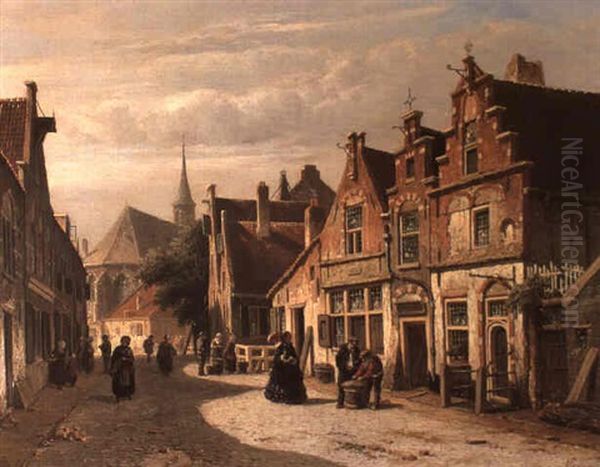 Dutch Street Scene With Figures - view 1