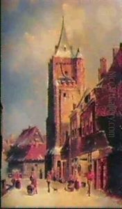 Hollandsk Gatuscen, Vinter by Adrianus Eversen
