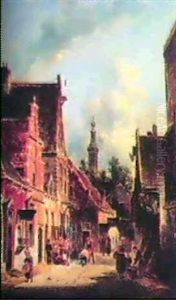 Hollandsk Gatuscen, Sommar by Adrianus Eversen