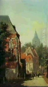 Figures By A Church by Adrianus Eversen