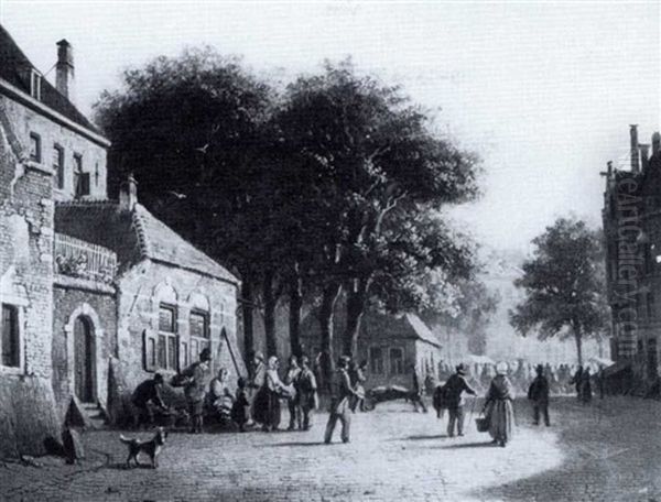 Figures In A Market Square - view 1