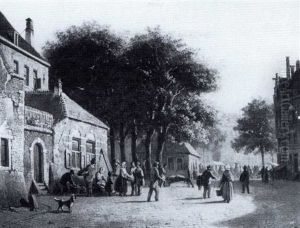 Figures In A Market Square by Adrianus Eversen