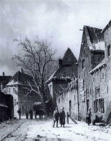 Figures In A Town In Winter - view 1