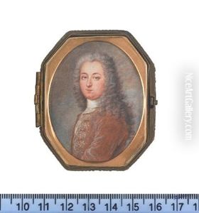 A Gentleman, Wearing Brown Coat With White Embroidery, Cravat And Stock, His Powdered Wig Worn Long And Curled by Perpete Evrard