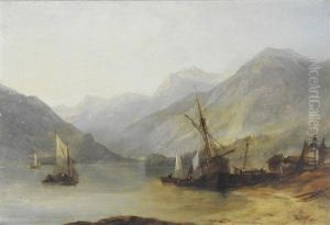 Fishing Boats In A Loch by John Wilson Ewbank