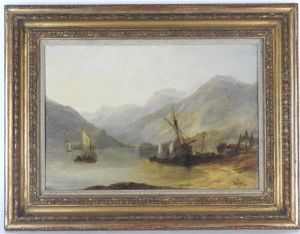Fishing Boats In A Loch by John Wilson Ewbank
