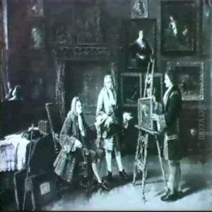Die Herzoge Christian Ludwig Und Friedrich Von Mecklenburg In Der Gemaldegalerie Des Schweriner Schlosses by Heinrich Ewers