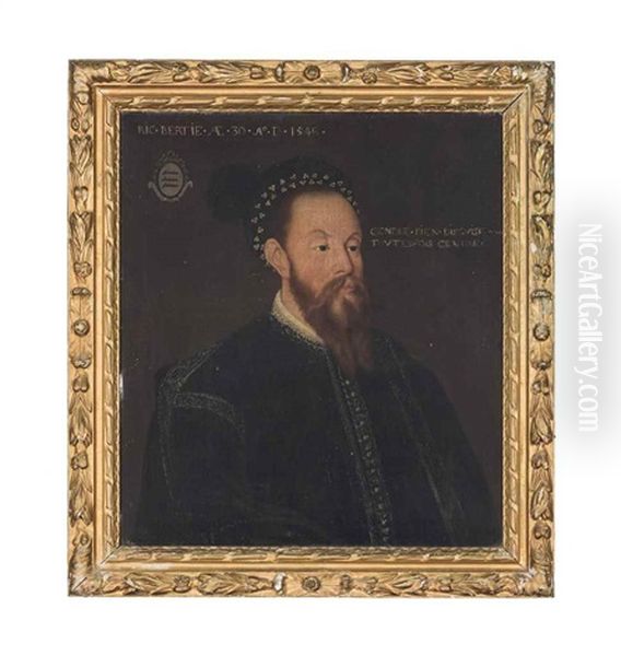 Portrait Of Richard Bertie In An Embroidered Doublet And Plumed Hat - view 1
