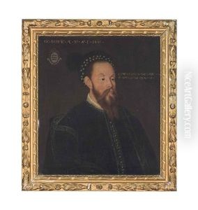 Portrait Of Richard Bertie In An Embroidered Doublet And Plumed Hat