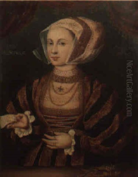 Portrait Of Lady Guildford, Aged 28, Wearing A Choker, Holding A Letter - view 1