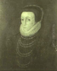 Portrait Of Mary Queen Of Scots Wearing A Black Dress by Hans Eworth