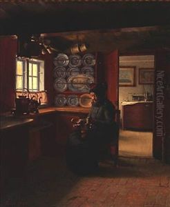 Interior With A Fano Woman Polishing A Kettle