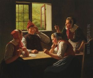 Interior With Persons Playing "black Man"