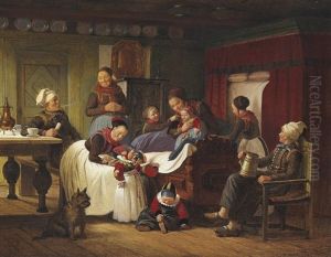 Young Cousins Visiting The Newborn