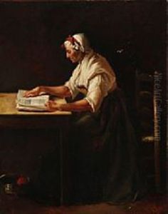 A Peasant Woman Reading In The Evening
