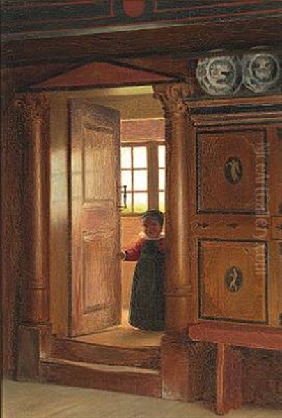 A Little Boy From Amager In A Doorway. Interior From Jan Wybrandtsen's Farm In St. Magleby, Now At The Nationalmuseet (national Museum Of Denmark) - view 1