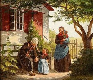 En Lille Pige, Der Lader En Gammel Mand Lugte Til En Rose