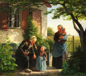 En Lille Pige Lader En Gammel Mand Lugte Til En Rose (an Old Man Smelling A Little Girl's Rose)