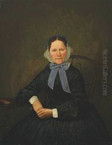 Portrait Of Lady In A Black Dress by Johann Julius Exner