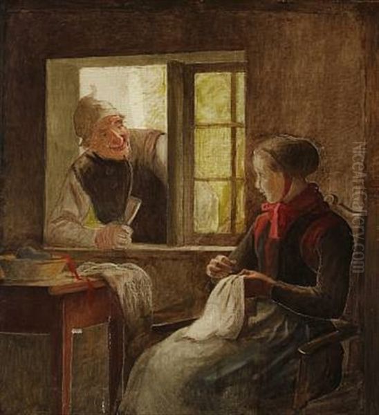 En Passiar (old Man And Young Woman In Conversation, Amager) (study) - view 1
