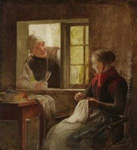 En Passiar (old Man And Young Woman In Conversation, Amager) (study)